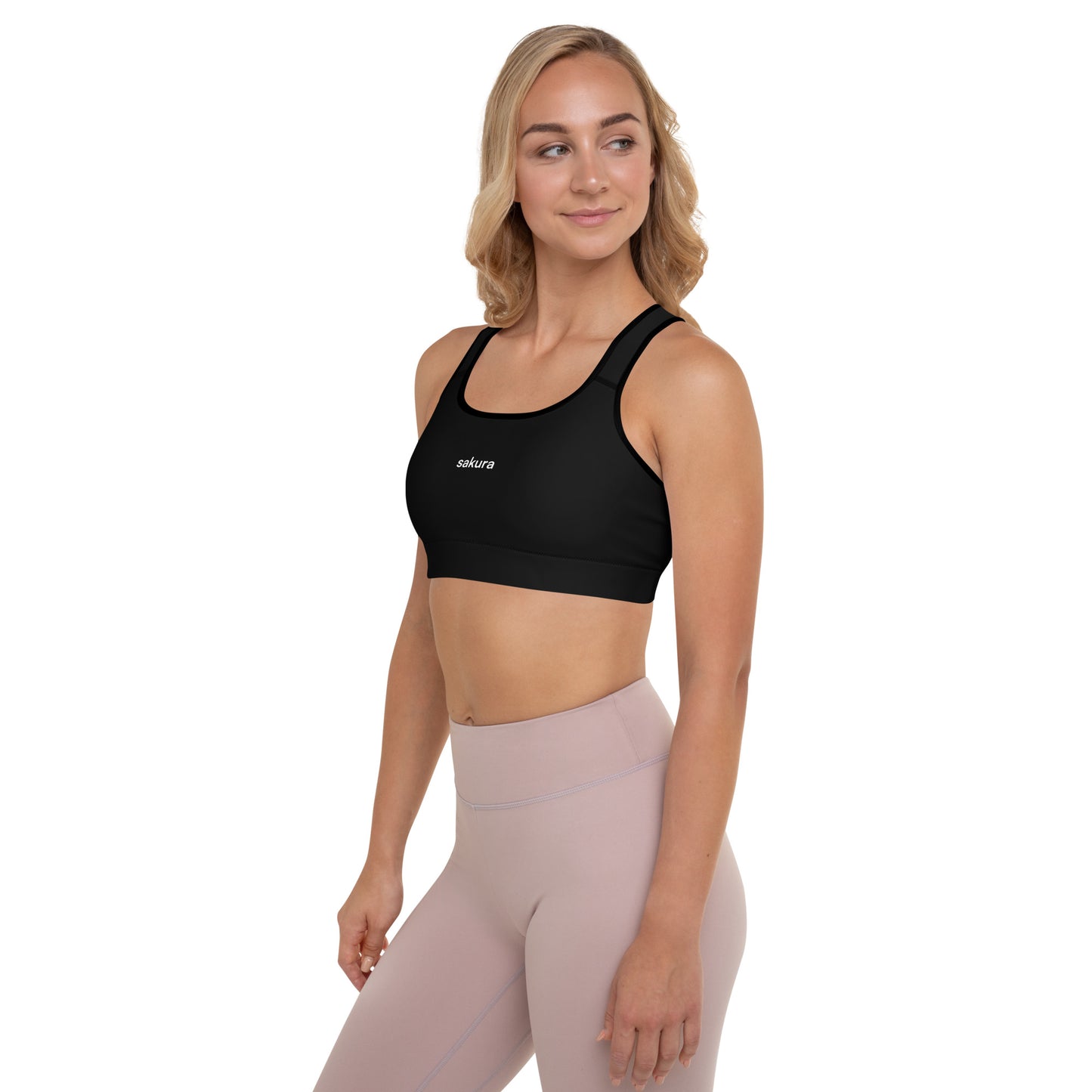 Sakura Black Padded Sports Bra